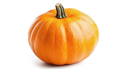 Obraz premium Vibrant orange pumpkin with textured surface and green stem, perfect for autumn decorations and seasonal recipes
