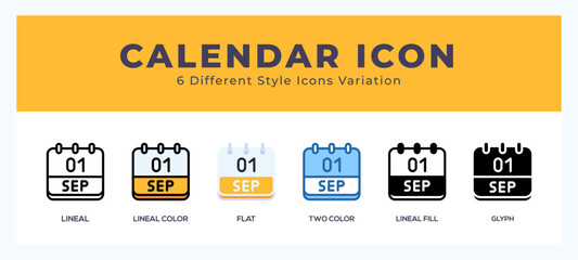 Calendar september icon for websites and apps. vector illustration