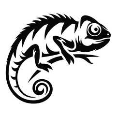 Tribal Style Chameleon Tattoo Design Black Ink Reptile Artwork