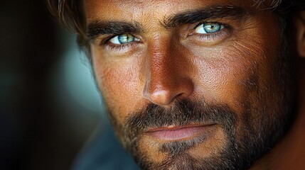 Obraz premium Close-up portrait of a man with intense gaze