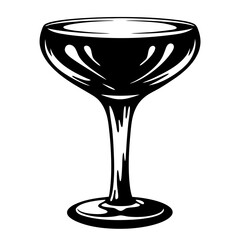 A Black and White Illustration of a Coupe Glass for Cocktails or Champagne