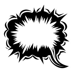 A Large Black and White Comic Book Style Speech Bubble with Sharp Points and a Dramatic Design