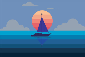 Fototapeta premium Evening sea voyage with calm waters