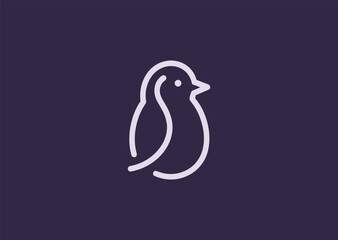 Penguin line logo for cold climate, cute, or wildlife branding.