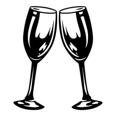A Pair of Elegant Champagne Flutes Toasting in Celebration Graphic Design