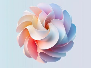 Abstract Swirling Shape in Soft Pastel Colors on Light Background
