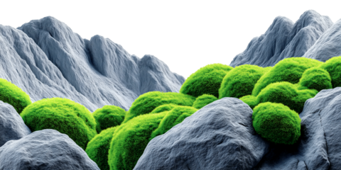 green moss and mountain,Green grass or moss over rocks on mountain,green grassy hills for poster banner cover design