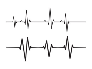 ECG Heartbeat Line Silhouette Vector for Cardiology, Health Monitoring and Medical Design