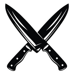 Pair of Crossed Kitchen Knives Butcher Chef Cooking Tools Graphic Design