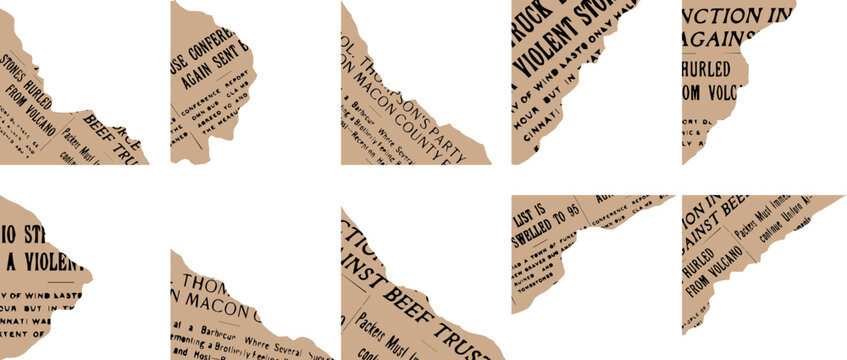  Ripped Brown Newspaper Element