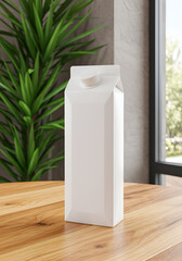 Blank carton of juice on a table