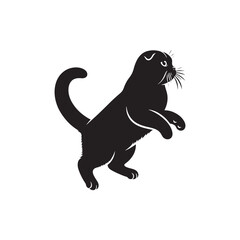 Charming Scottish Fold Cat Silhouette Vector Illustration – Adorable Feline with Distinctive Folded Ears, Perfect for Pet Logos, Wall Art, T-shirt Designs, and Animal-Themed Creative Projects
