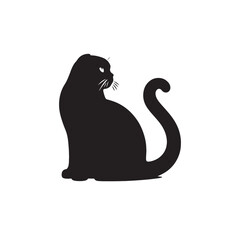 Charming Scottish Fold Cat Silhouette Vector Illustration – Adorable Feline with Distinctive Folded Ears, Perfect for Pet Logos, Wall Art, T-shirt Designs, and Animal-Themed Creative Projects
