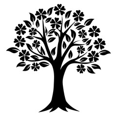 Obraz premium Black and White Floral Tree Illustration Design Graphic Art