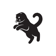 Charming Scottish Fold Cat Silhouette Vector Illustration – Adorable Feline with Distinctive Folded Ears, Perfect for Pet Logos, Wall Art, T-shirt Designs, and Animal-Themed Creative Projects

