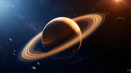 detailed scene of planetary rings refracting aurora light into colorful spectrum arcs, crystal-like particles floating mid-space, highly realistic textures, and deep space clarity