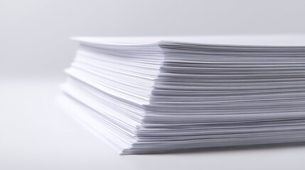 Stack of blank white papers on a plain background.