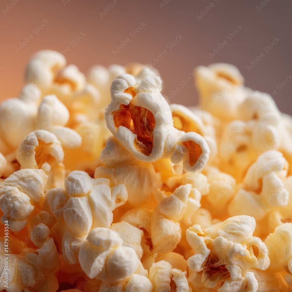 Aufkleber closeup shot of popcorn. it features puffy, light-colored kernels with a satisfying crunch, perfect 