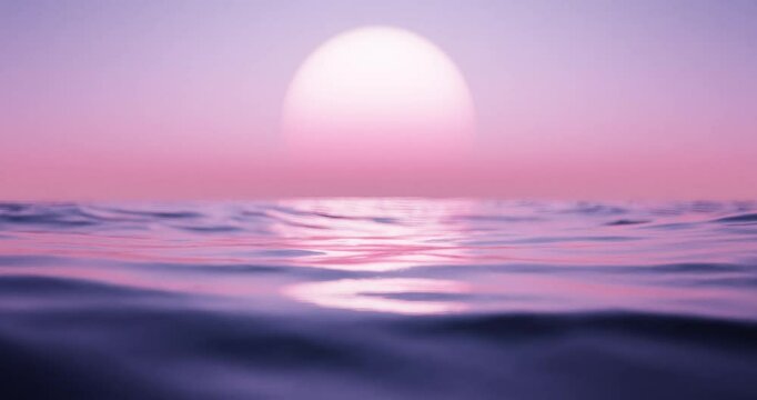 Wave sea beach and sunset sky abstract background. Nature and summer concept. 3d render.	