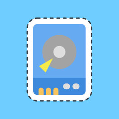 Cutting line sticker hdd. Computer components elements.