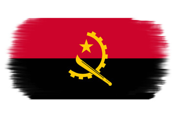 Flag of angola on transparent background. Angola flag icon with brush texture paint hand-drawn style. National flag of Angola sticker, PNG.