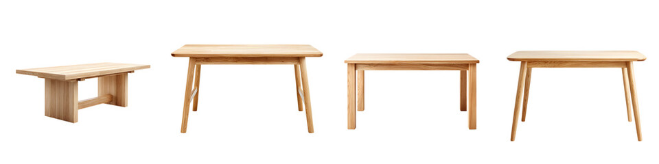 Elegant wooden tables showcasing minimalistic design, natural finishes, and various styles to enhance modern living spaces, ideal for interior decor and functional use