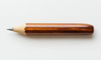 Unique stubby pencil against a white background.