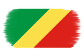 Flag of republic of congo on transparent background. Flag of republic of congo icon with brush texture paint hand-drawn style. National flag of republic of congo sticker, PNG