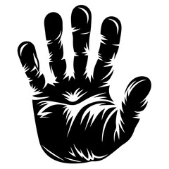Obraz premium A Black and White Illustration of a Hand Showing Five Fingers with a Rough Texture