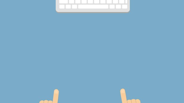 Digital Illustration of Typing Hands on a Keyboard in a Minimalist Design