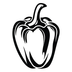 A Striking Black and White Illustration of a Bell Pepper Vegetable