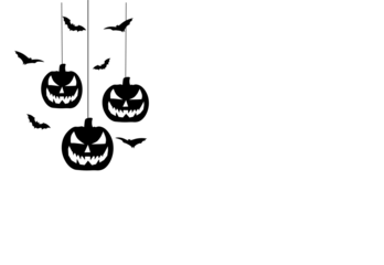 black pumpkin halloween and bats