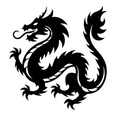 Majestic Black Asian Dragon Silhouette Powerful Mythical Creature of Chinese Legend