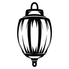 Elegant Black and White Illustration of a Hanging Lantern Festive Decoration Ramadan Kareem
