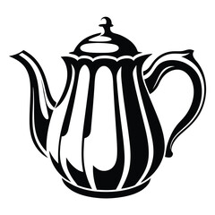 Elegant Black and White Teapot Illustration A Classic Design of a Tea Kettle for Brewing Tea