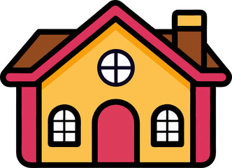 House Clipart Icon PNG – Simple Home Symbol with Transparent Background, Residential Building