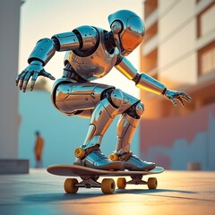 robot with a skateboard