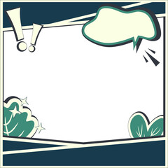Eco Comic Style Background, Environment and Nature Theme, eco-friendly elements such as leaves, the Earth, clouds, and a lightning bolt
