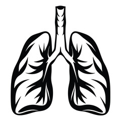 Stylized Black and White Illustration of Human Lungs Anatomy Medical Graphic