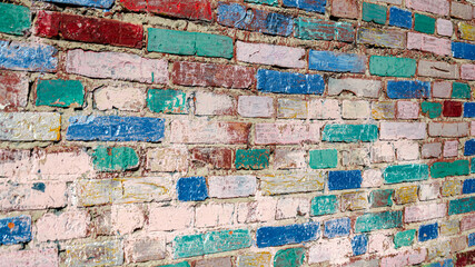 Colorful Painted Brick Wall Texture Background