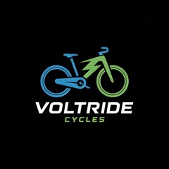Fototapeta premium Stylized electric bicycle logo incorporating a vibrant lightning icon