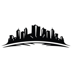 Fototapeta premium Stylish Black and White City Skyline Illustration Modern Urban Landscape Design Graphic