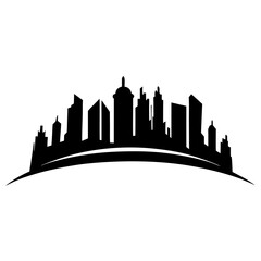 Obraz premium Black and White Cityscape Skyline Silhouette Illustration Graphic Design