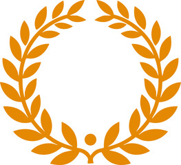 Gold Laurel Wreath PNG – Elegant Award Symbol with Transparent Background, Decorative Victory and Achievement Icon