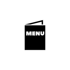 Black silhouette of an open menu booklet for restaurant and dining concepts