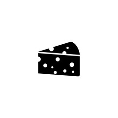 Black silhouette of a cheese wedge with holes for food and dairy concepts