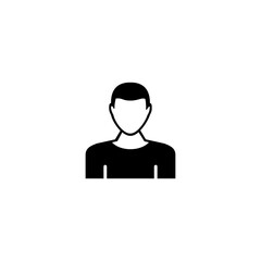 Black silhouette of a person's upper body for user profile and avatar concepts