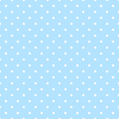 White polka dots on blue background