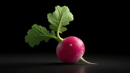 red radish isolated on black background