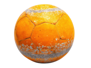 Unused orange handball with texture and wear marks, cut out - stock png.